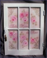 Stunning French Roses Window-Shabby Chic,Cottage,Decor,Hand Painted,Art,Hand Painted Roses,Victorian,Romantic,Vintage,Pink Roses,